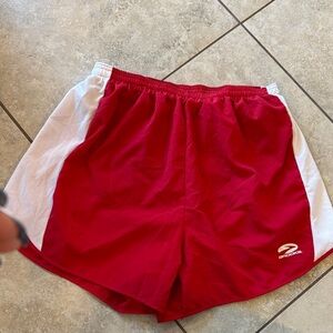 Brooks Red and White Athletic Shorts